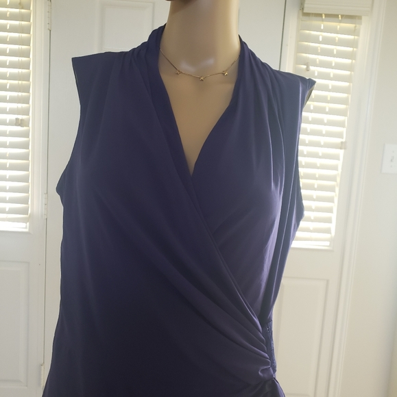 Nine West 8 chiffon wrap dress gathered and draped feels like butter decadent - Picture 8 of 14